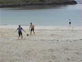 Frisbee fun on the beautiful Achmelvich Beach